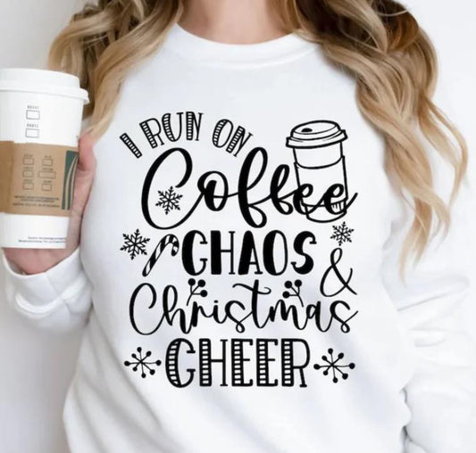 I Run On Coffee & Christmas Cheer (Black Font)