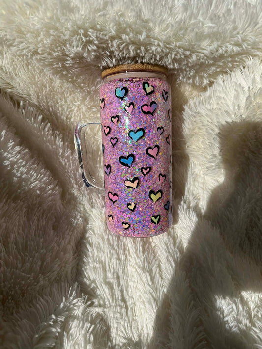 Heart glass cup w handle