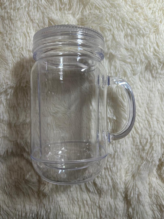 15oz Acrylic Mason Jar (NO Hole)